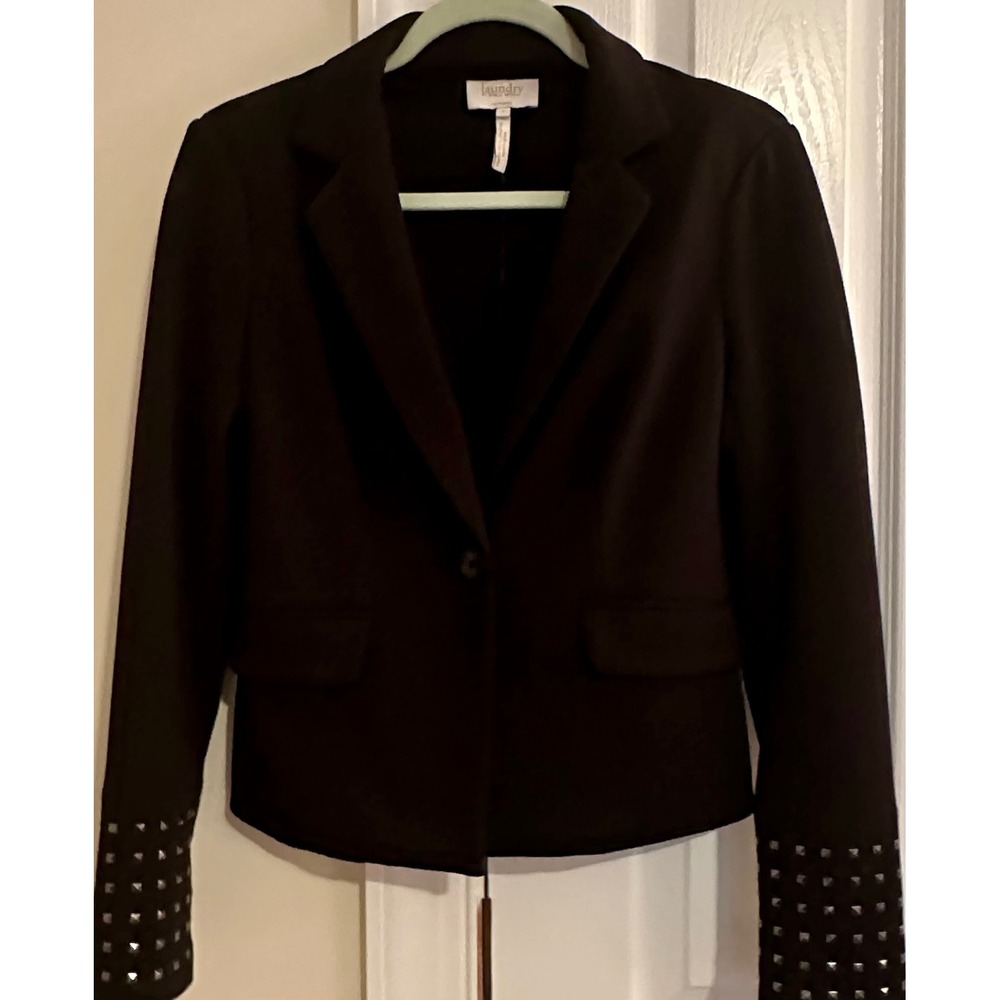 Laundry by Shelli Segal Studded Cuff Black Blazer Jacket‎ Size 4 - Picture 2 of 9